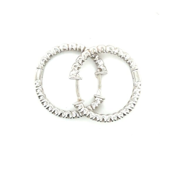 14K Gold Inside Out Diamond Reeds Hoops Earrings - Picture 4 of 10